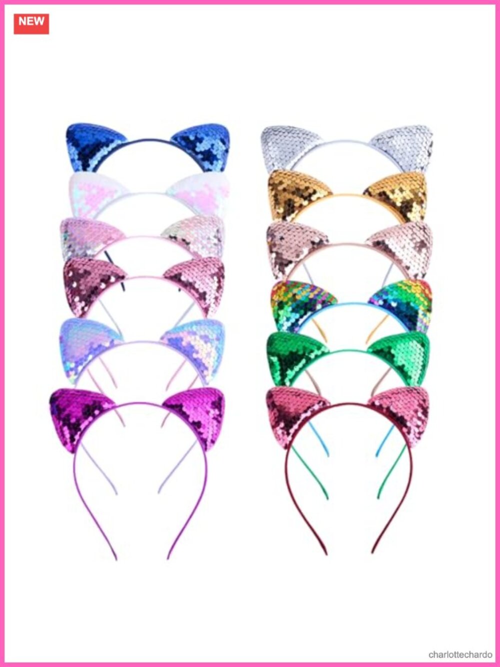 Cat Ear Headbands Sequin Plastic Hair Band Cosplay Party Accessory